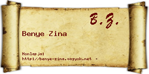 Benye Zina névjegykártya